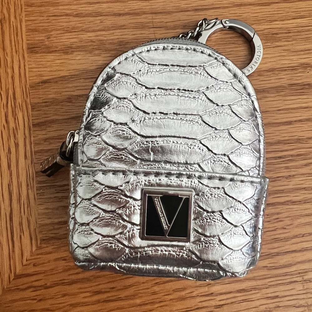 Victoria's Secret Silver Mini Backpack Keychain